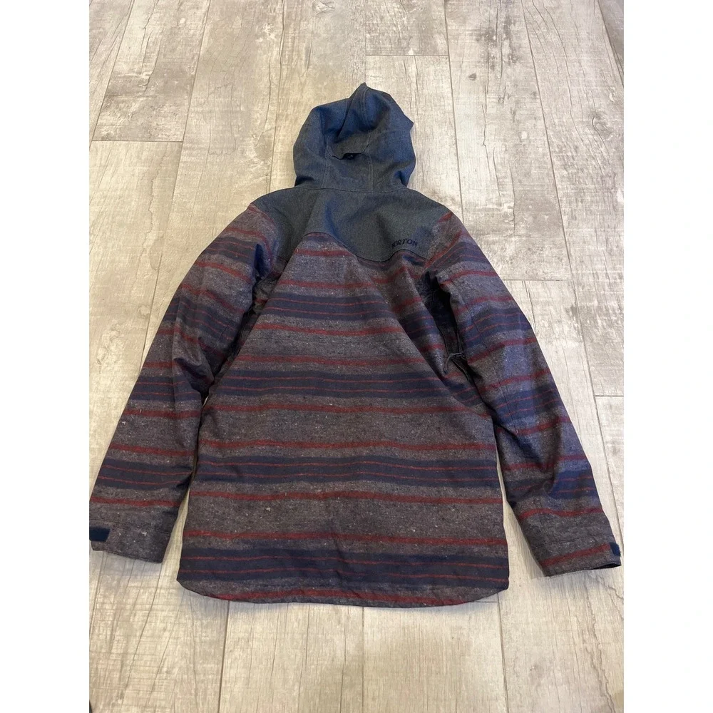 Burton Mens Striped Snowboard‎ Jacket Hooded Blue Red Outerwear Small